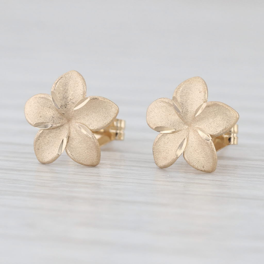 Small Flower Stud Earrings 14k Yellow Gold Floral Studs