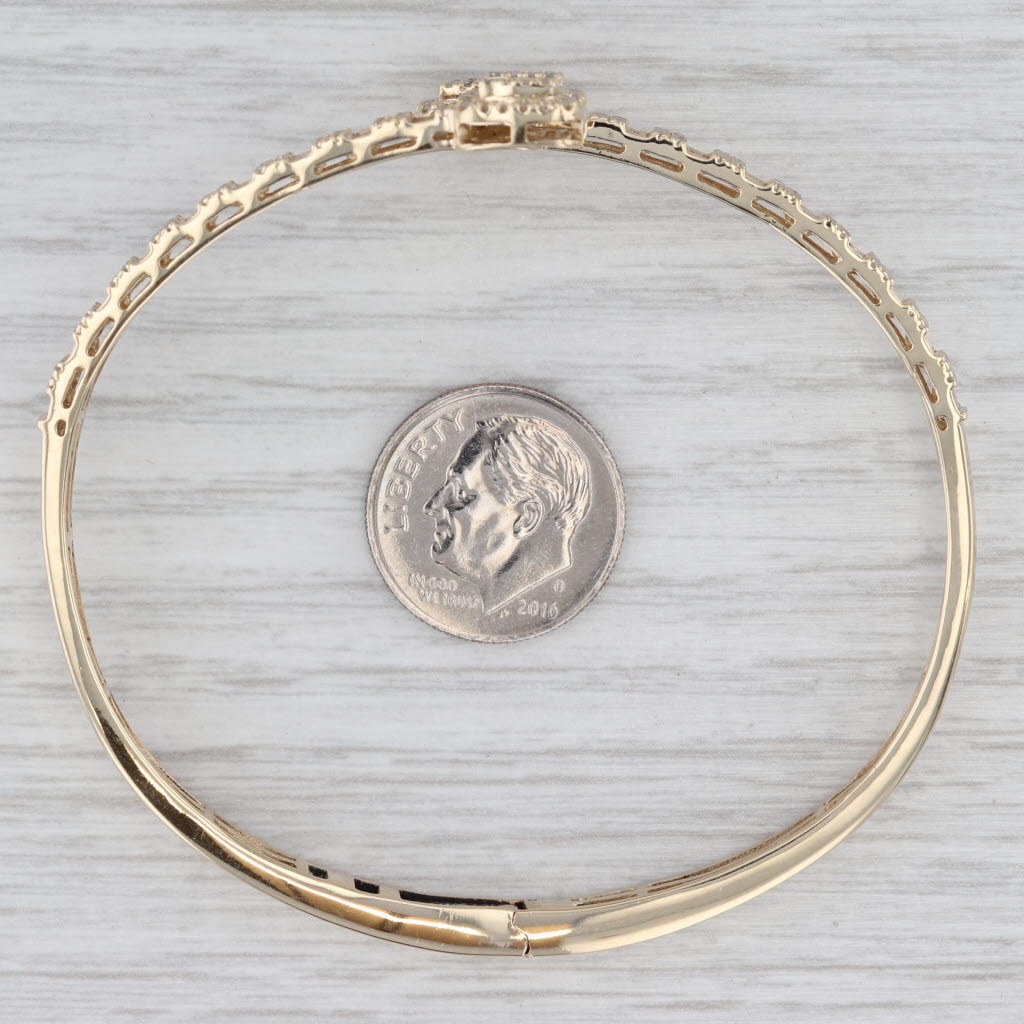 Gray 1.68ctw Diamond Bypass Bangle Bracelet 10k Yellow Gold 7" Hinged