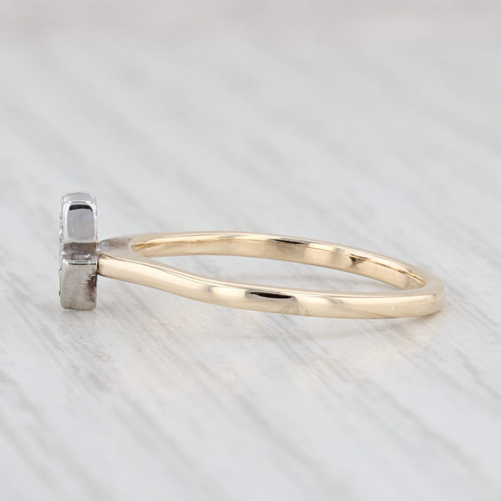 Light Gray Diamond VS2 Arrow Ring 14k Yellow White Gold Size 6