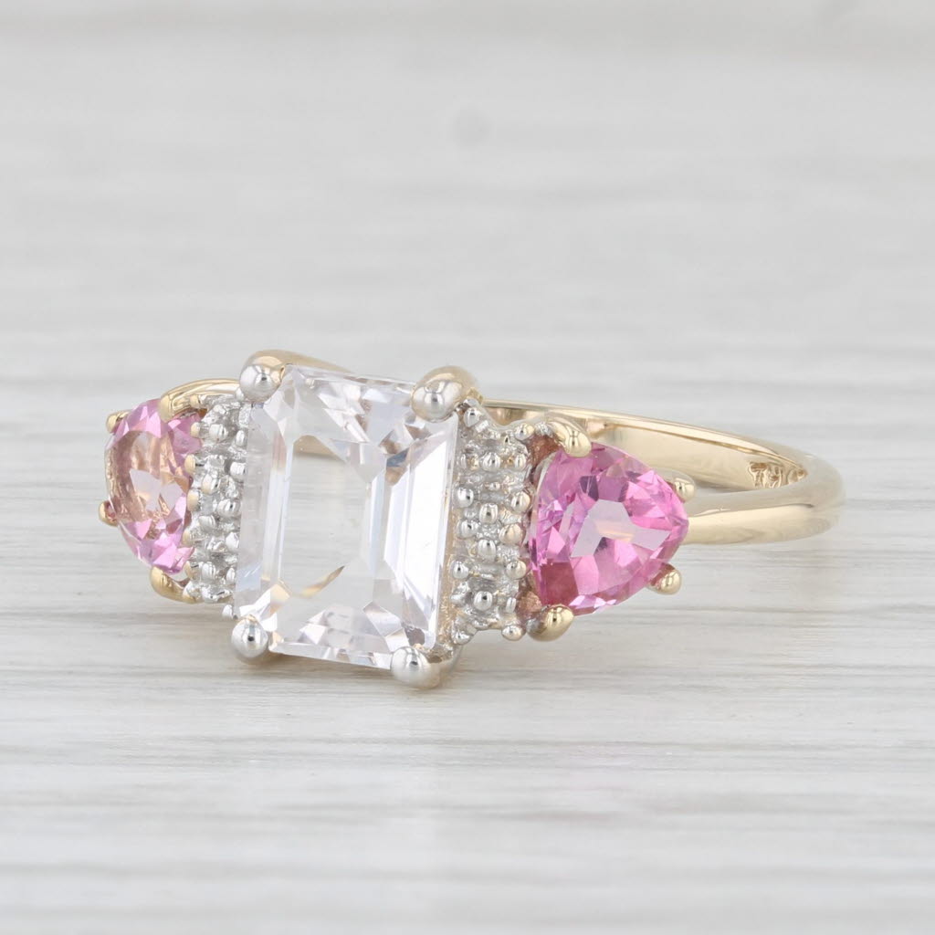 Light Gray 3.12ctw White Topaz Pink Mystic Topaz Ring 10k Yellow Gold Size 7