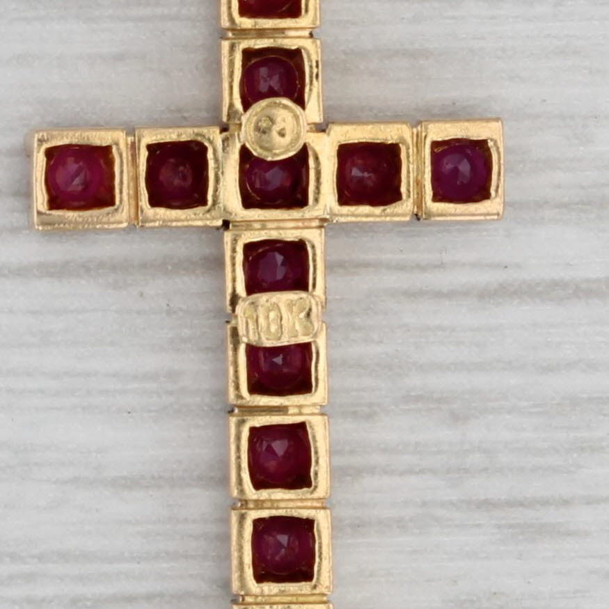 Gray 1.15ctw Red Ruby Cross Pendant 18k Yellow Gold