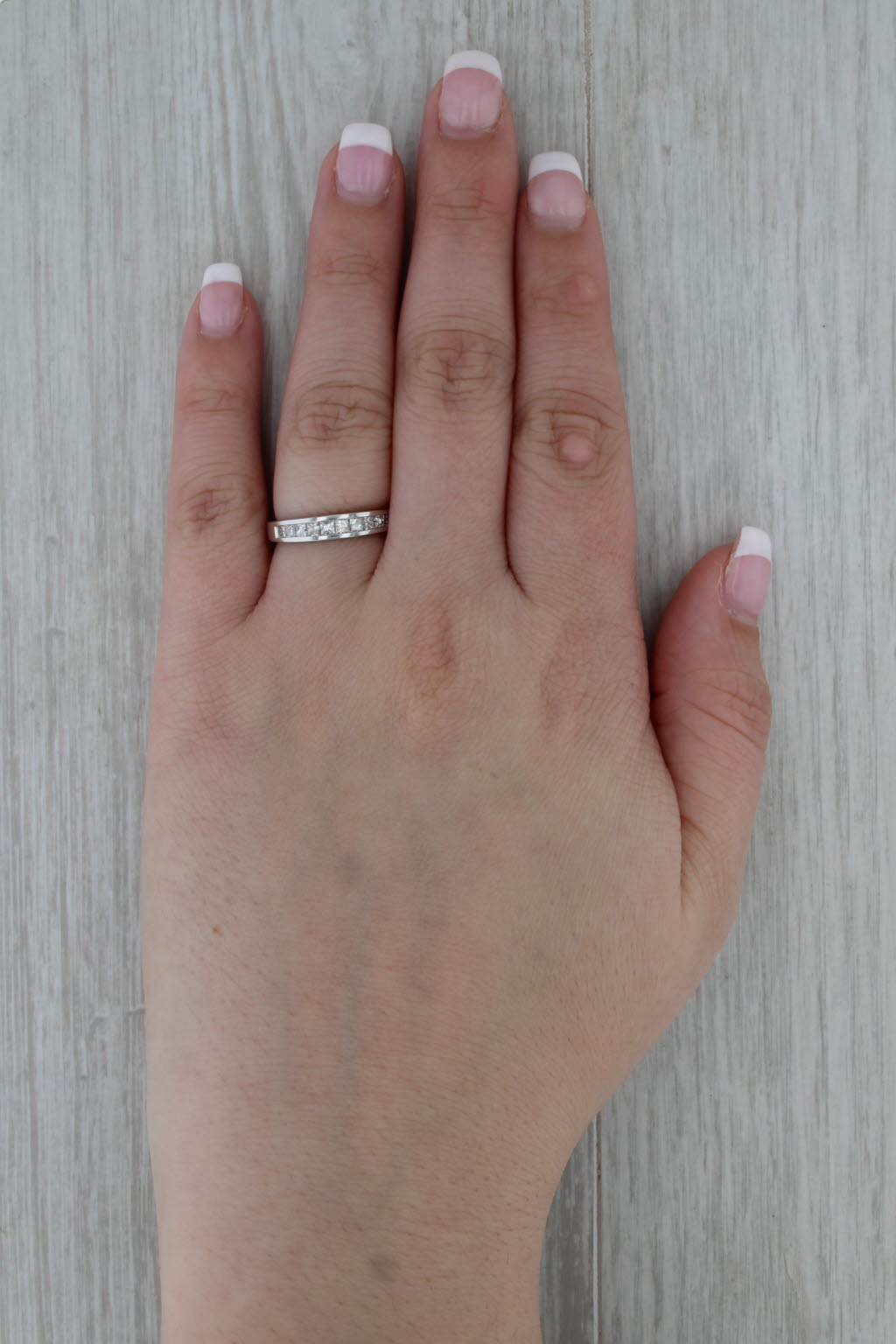 0.53ctw Diamond Princess Channel Set Wedding Band 14k White Gold Size 6 Ring