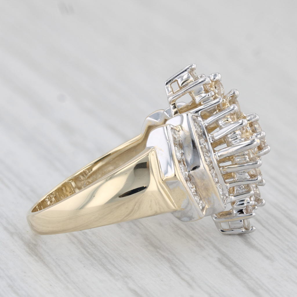 Light Gray 1.20ctw Diamond Cocktail Ring 14k Yellow Gold Size 7.5