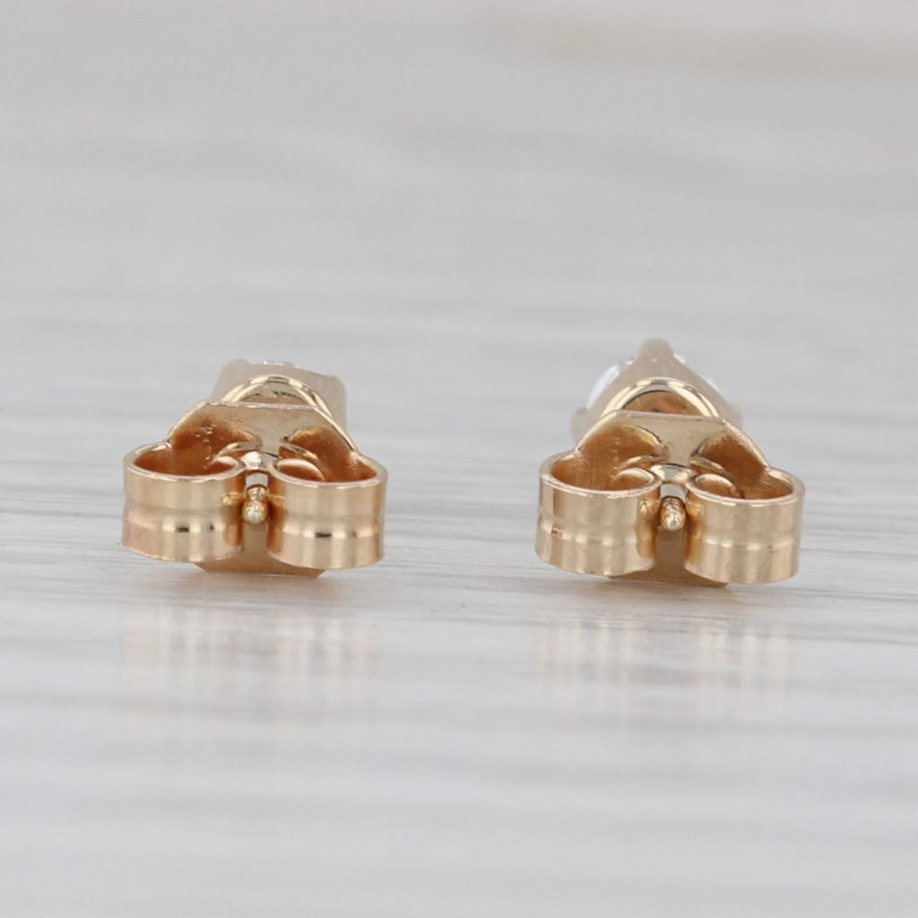 Gray 0.30ctw Cubic Zirconias Stud Earrings 14k Yellow Gold Round Solitaire Studs