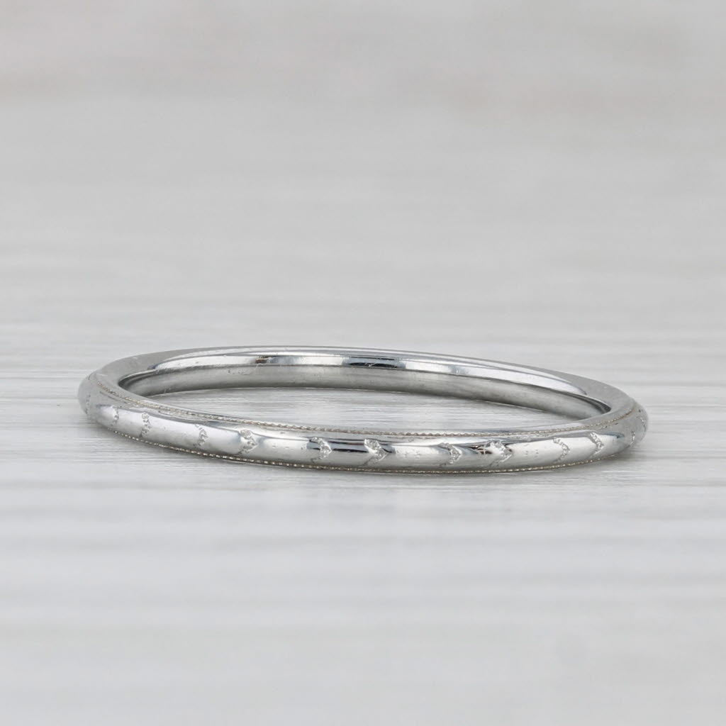 Light Gray Bod & Blossom Vintage Wedding Ring 18k White Gold Stackable Size 8 Ring