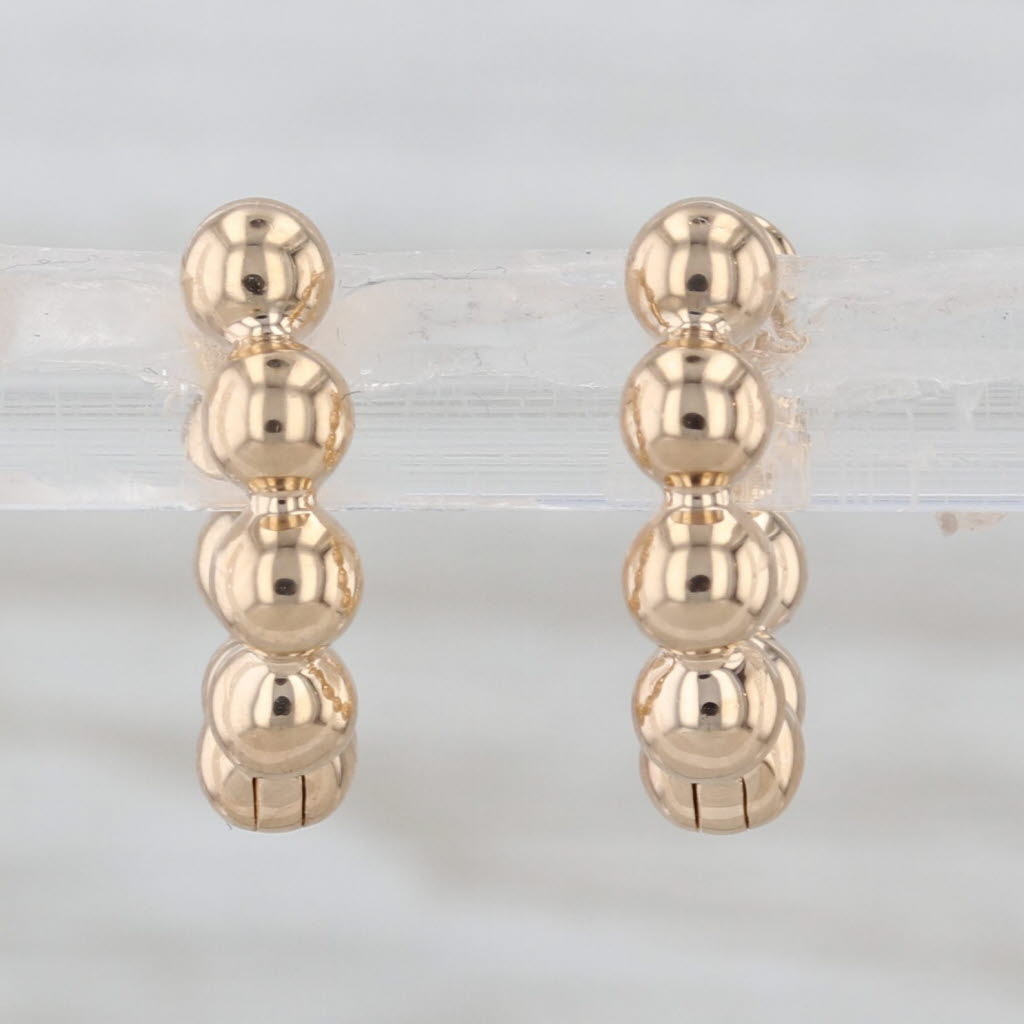 Huggie Hoop Earrings 14k Yellow Gold Hinged Snap Top Round Hoops