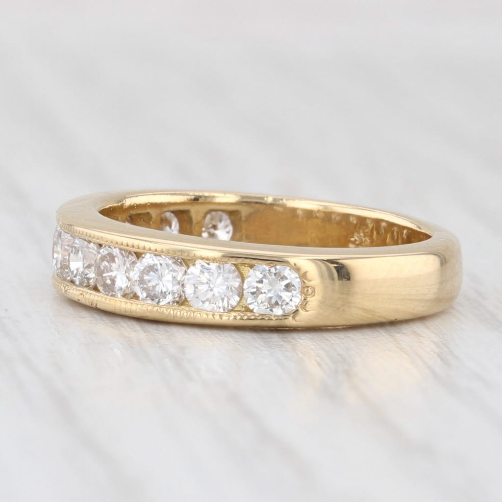 Light Gray 1ctw Diamond Wedding Band 18k Yellow Gold Stackable Anniversary Size 5 Ring