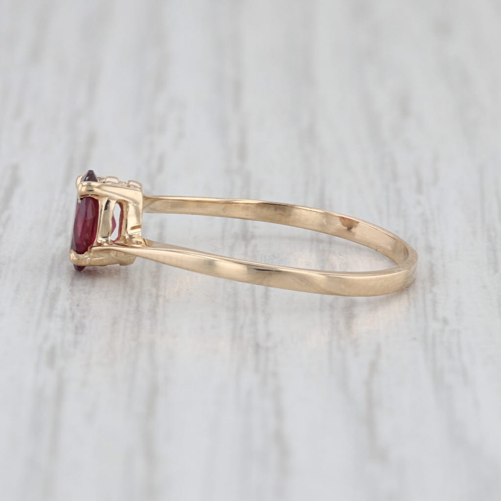 1ct Oval Rhodolite Garnet Solitaire Bypass Ring 14k Yellow Gold Size 8