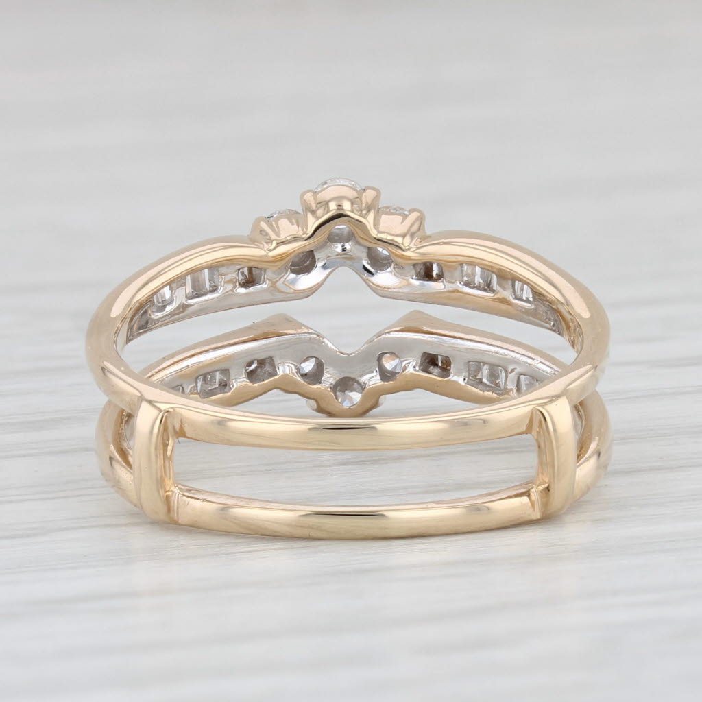 Light Gray 0.52tw Diamond Ring Jacket Guard 14k Yellow Gold Size 6 Wedding Bridal