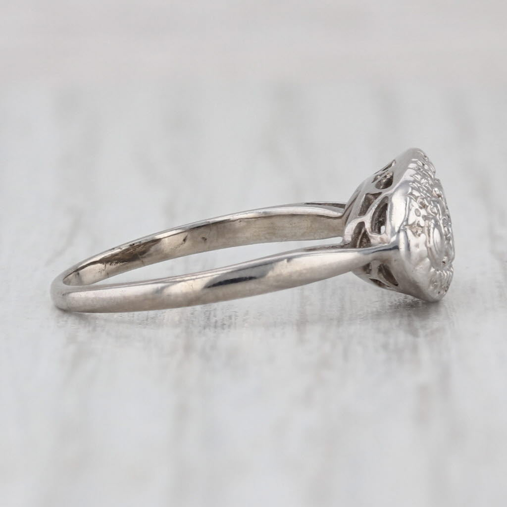 Vintage Diamond Princess Hearts Ring 10k 14k White Gold Size 6.5