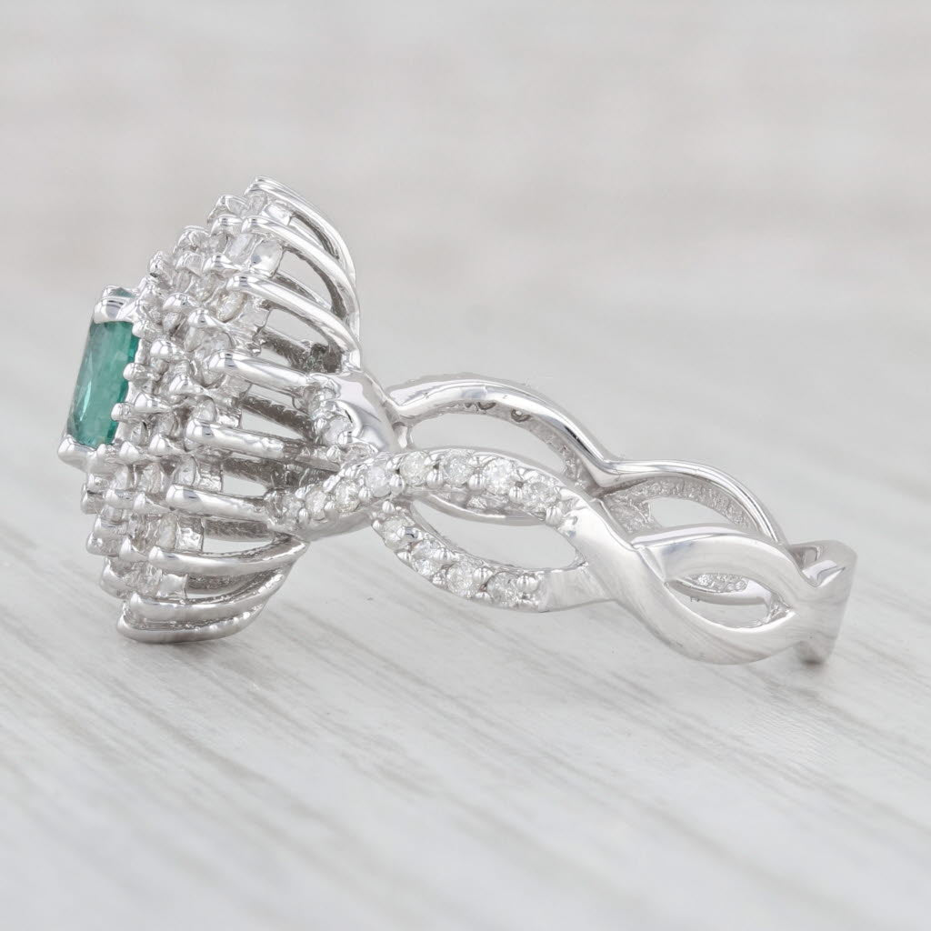 Light Gray 1.74ctw Green Alexandrite Diamond Cluster Ring 14k White Gold Size 8.25