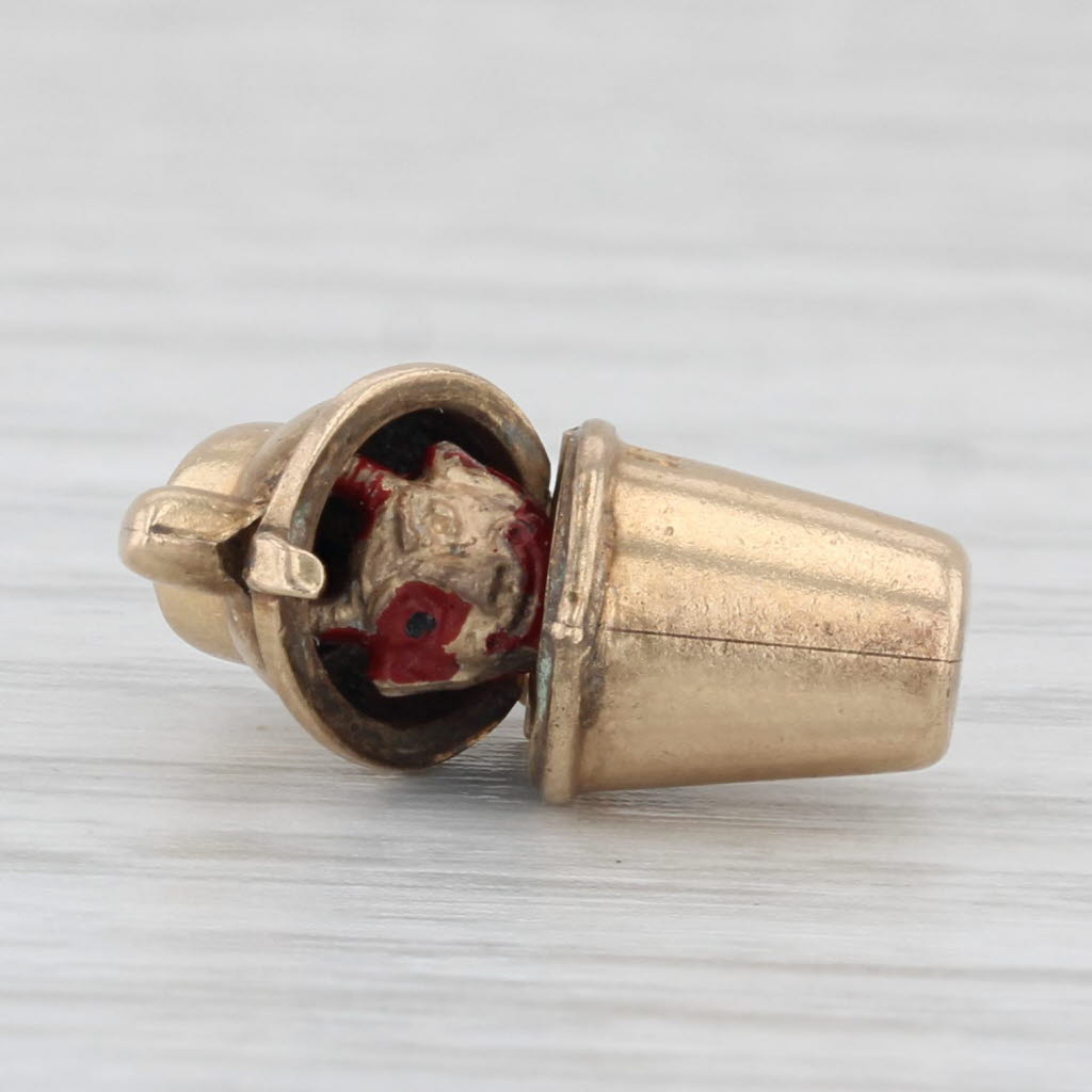 Light Gray Vintage Cocktail Shaker Devil Inside Charm 10k Yellow Gold Small Pendant
