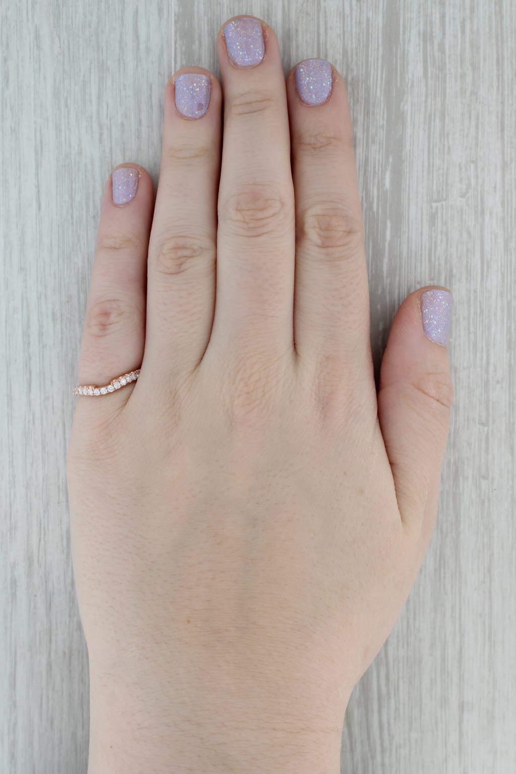 Dark Gray Neil Lane 0.47ctw Diamond Wedding Band Ring Guard 14k Rose Gold Sz 5.5 Stackable