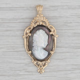 Mother of Pearl Abalone Cameo Pendant 14k Yellow Gold Ornate Vintage