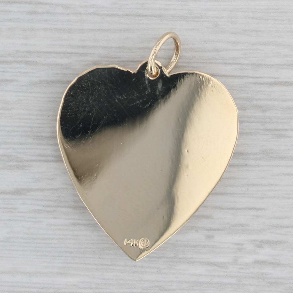 Gray Glass simulated Ruby Sapphire Heart Pendant 14k Gold Happy Anniversary Charm