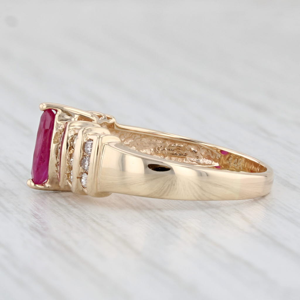 Light Gray 0.92ctw Marquise Ruby Diamond Ring 14k Yellow Gold Size 7