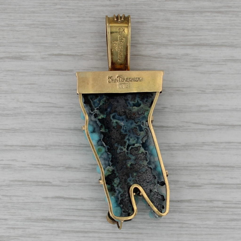 Margaret Thurman The Dreamer Blue Druzy Quartz Tourmaline Pendant 18k Gold