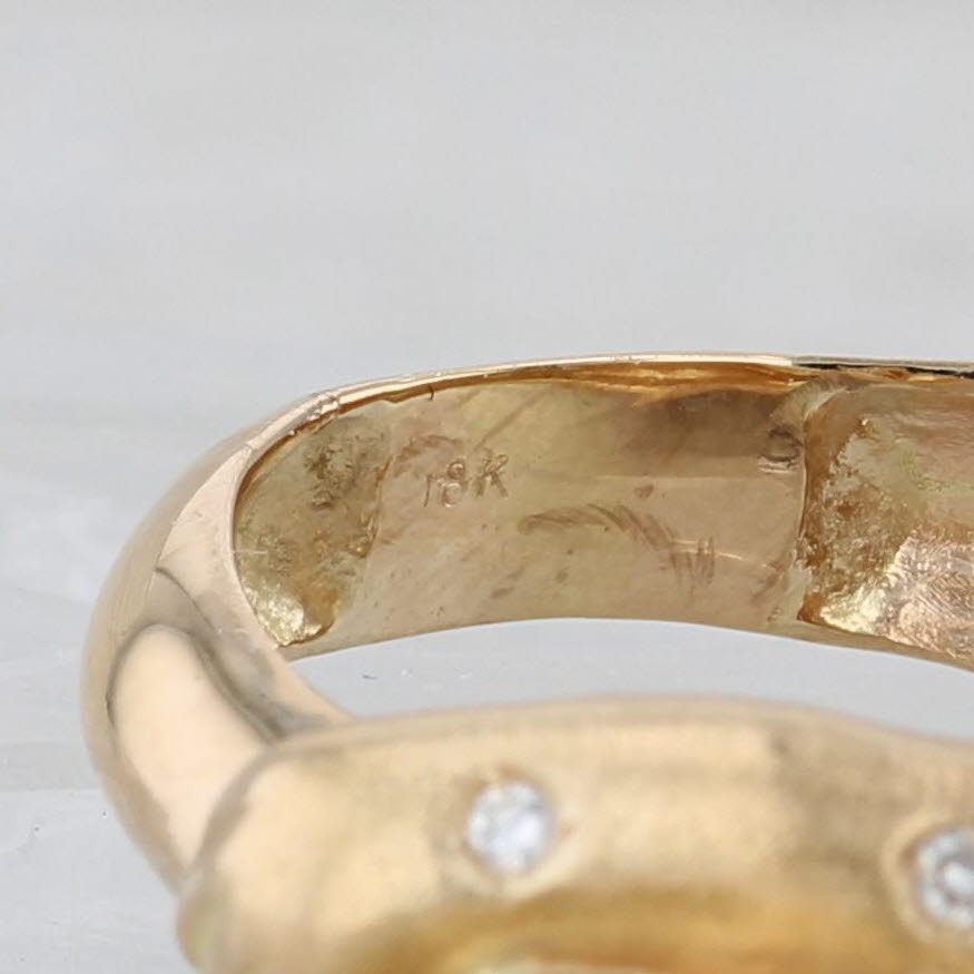 Light Gray 0.36ctw Diamond Leopard Ring 18k Yellow Gold Size 8.75 Emerald Eyes