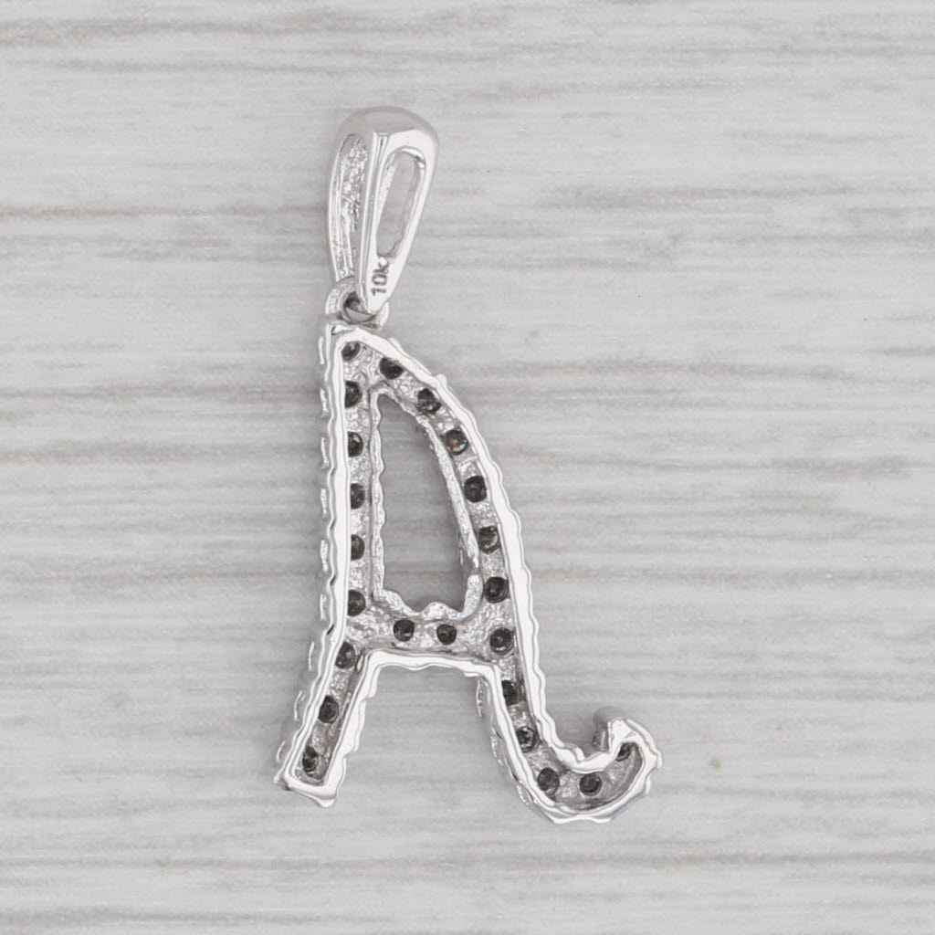 Gray 0.20ctw Diamond Letter Initial "A" Pendant 10k White Gold
