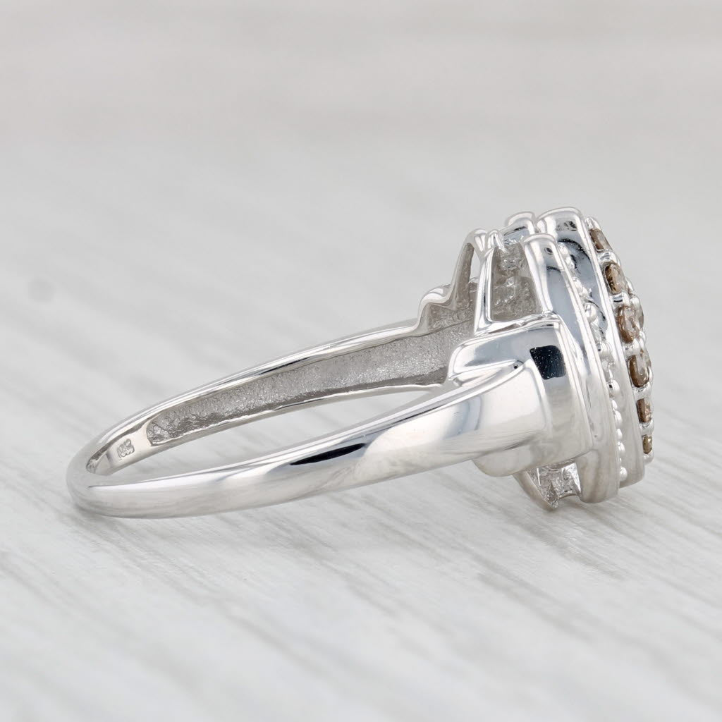 Light Gray 0.35ctw Diamond Cluster Ring 10k White Gold Size 8