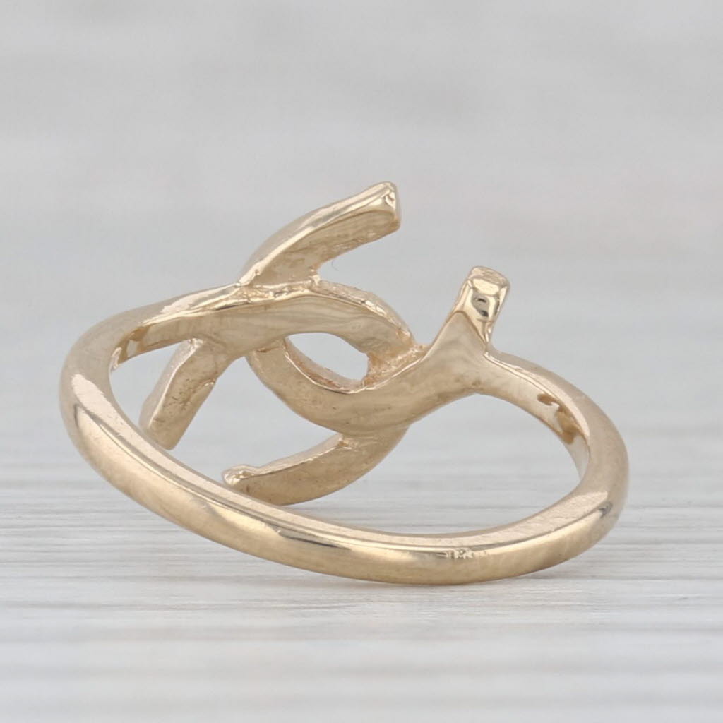 Interlocking Horseshoes Ring 14k Yellow Gold Small Size 2 Good Luck Western
