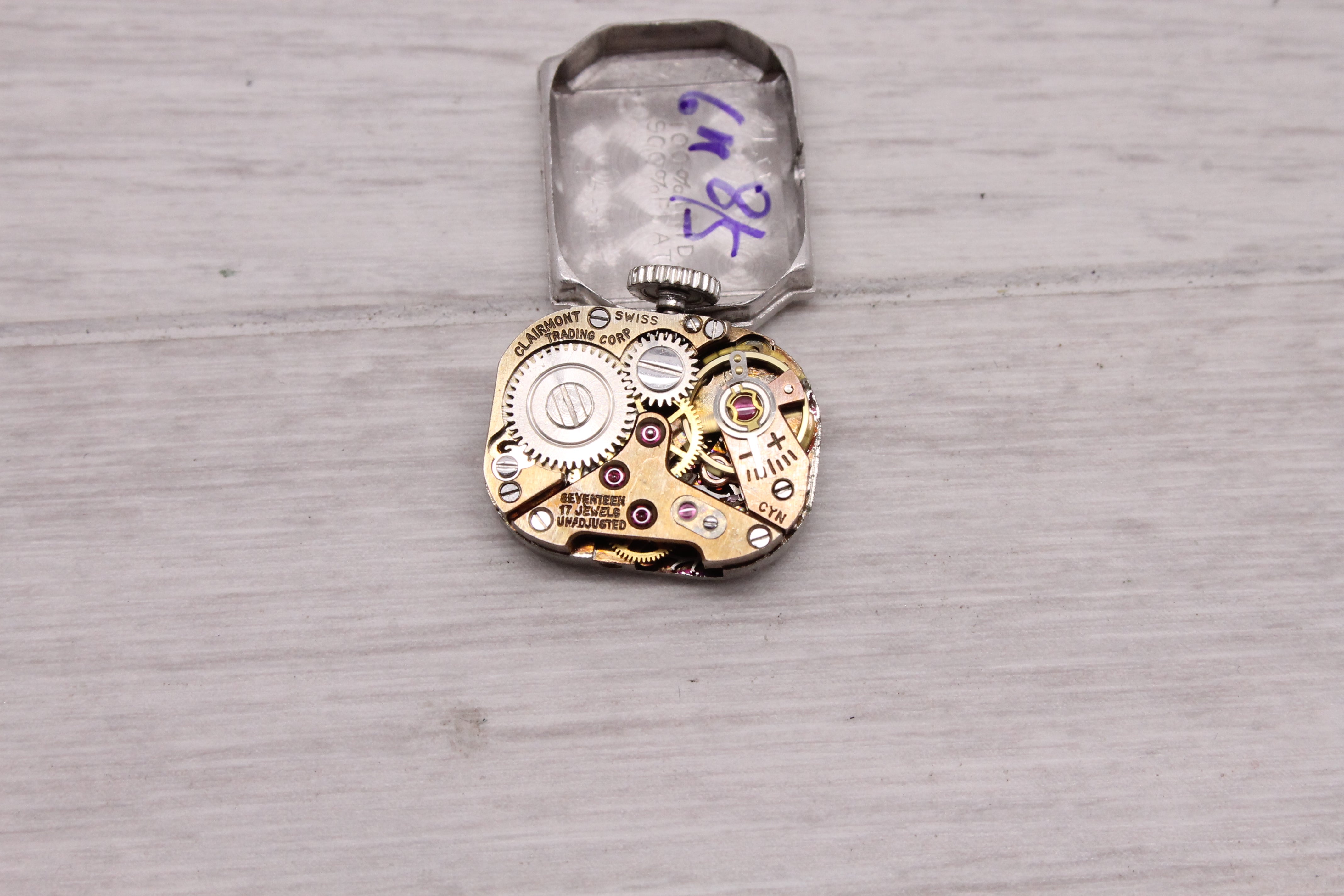 Gray Vintage Ladies Platinum & 14k Gold Diamond Deco Cocktail Dress Watch 1.60ctw