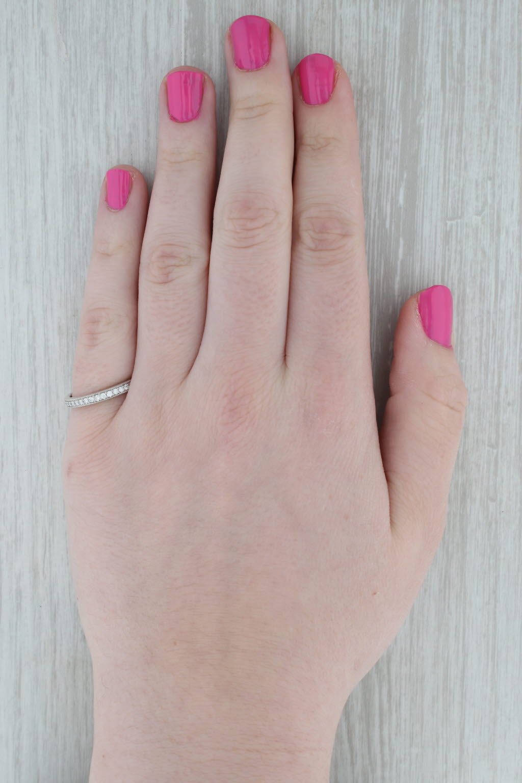 Dark Gray 0.25ctw Diamond Wedding Band 10k White Gold Stackable Anniversary Ring Size 7.25