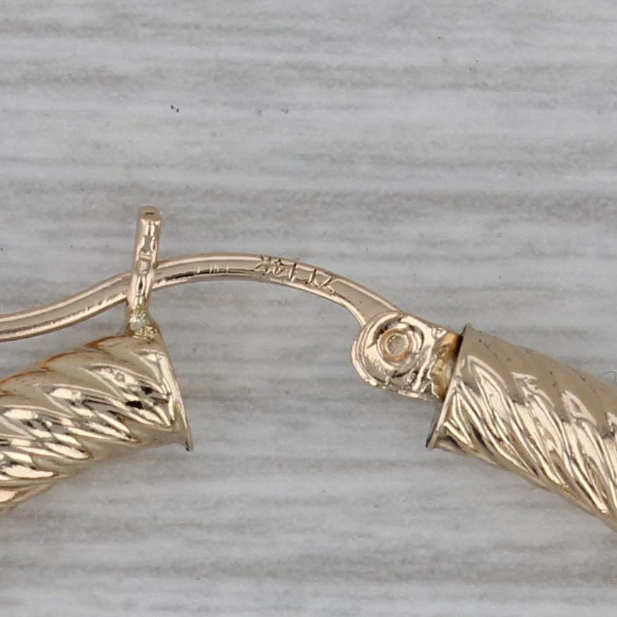 Dark Gray Woven Hoop Earrings 14k Yellow Gold Round Snap Top Hoops