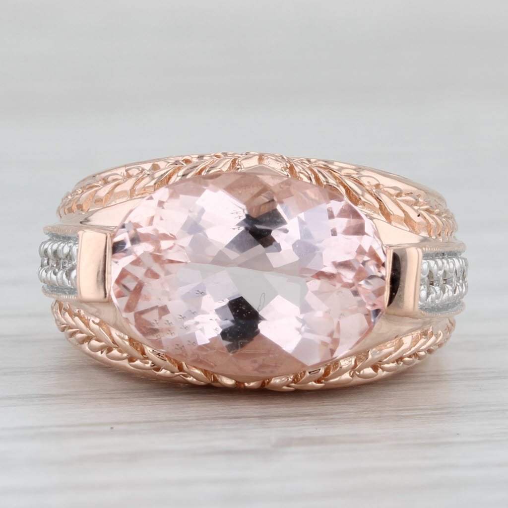 Gray 6.50ctw Morganite Diamond East West 14K Rose Gold Size 5.75