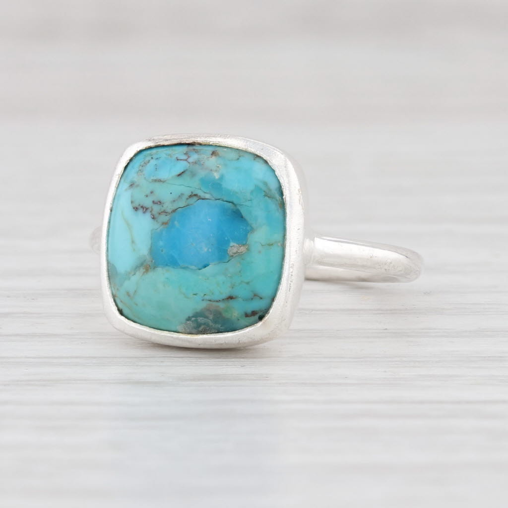 New Nina Wynn Marbled Blue Green Turquoise Ring Sterling Silver Size 7