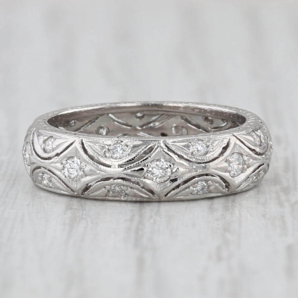 Vintage Diamond Wedding Anniversary Band Platinum Size 6.25 Stackable Ring