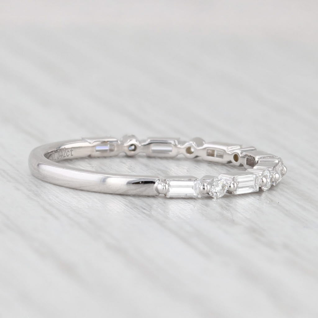 Light Gray New 0.34ctw Diamond Wedding Band 14k White Gold Stackable Anniversary Ring S 6.5