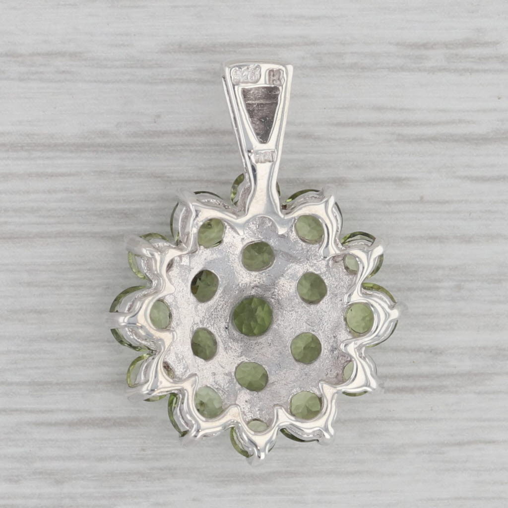 Gray 4.76ctw Peridot Flower Cluster Pendant Sterling Silver