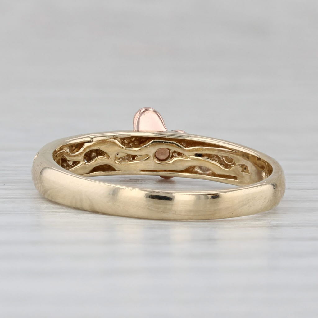 Gray Cubic Zirconia Buttefly Ring 14k Yellow Rose Gold Stackable Band
