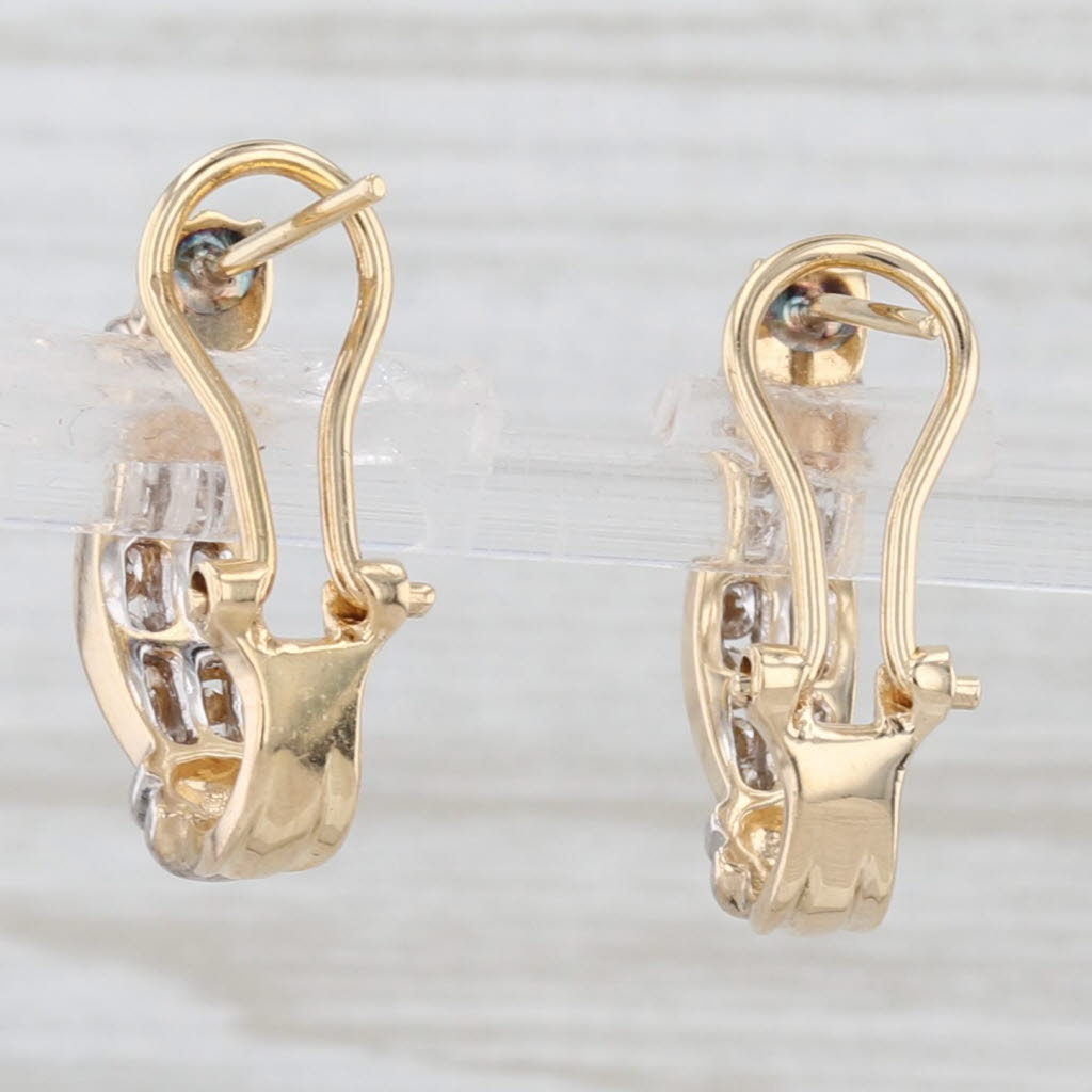 Light Gray 0.40ctw Diamond J-Hook Drop Earrings 14k Yellow White Gold Omega Backs
