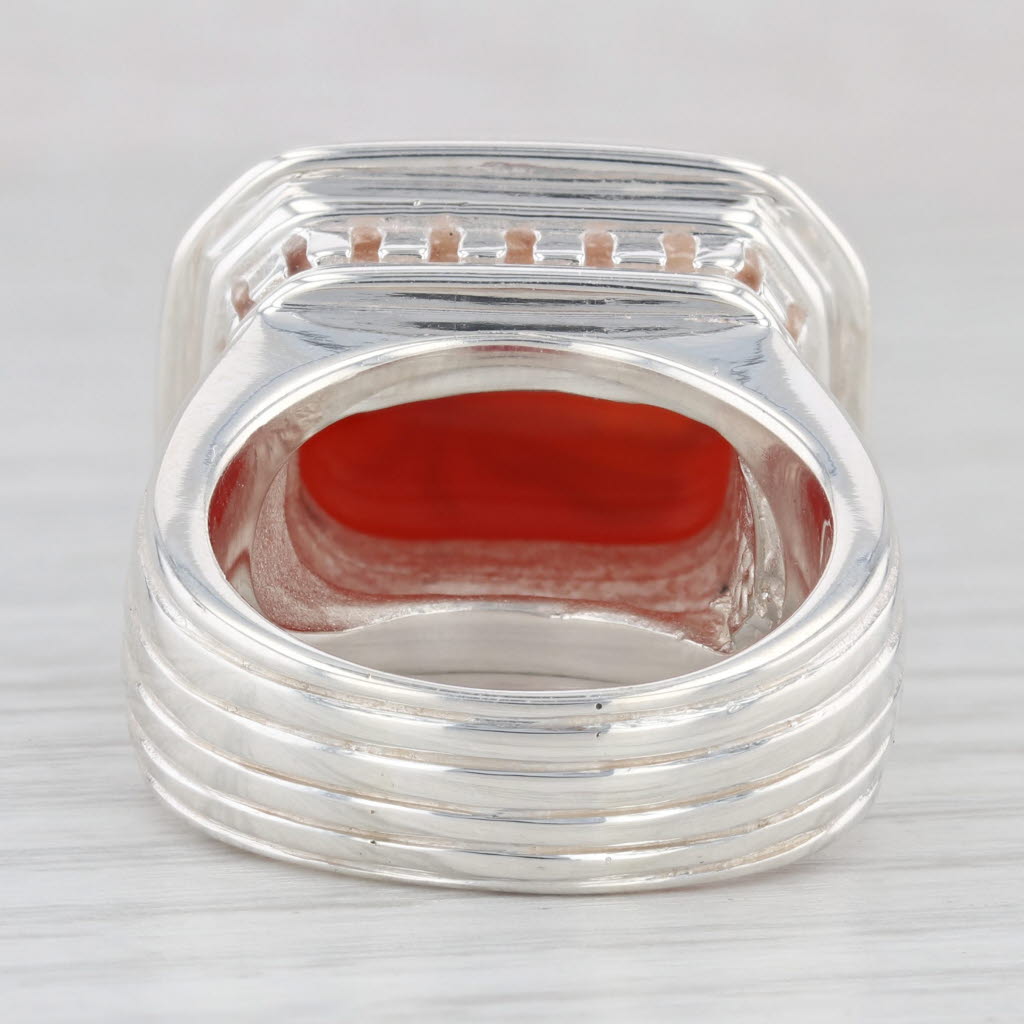 Light Gray Slane & Slane Red Chalcedony Bee Intaglio Seal Signet Ring Sterling Silver