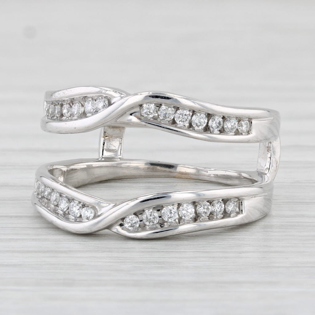 Light Gray 0.32ctw Diamond Ring Jacket 14k White Gold Size 7 Enhancer Guard Wedding Band
