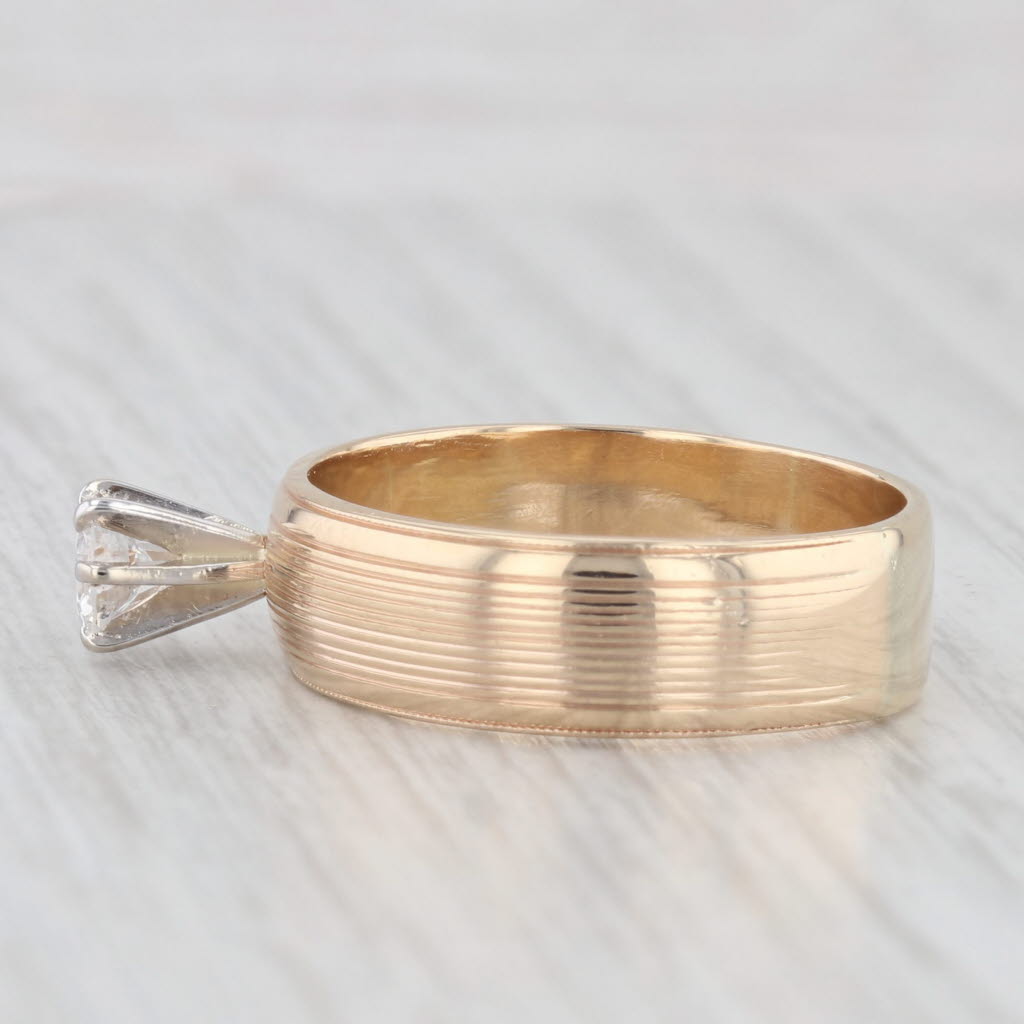 Light Gray 0.33ct Round Solitaire Diamond Engagement Ring 14k Yellow Gold Size 8