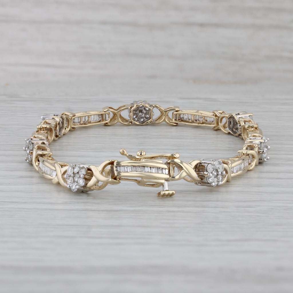 Gray 2ctw Diamond Tennis Bracelet 14k Yellow Gold 7.5" 5.4mm
