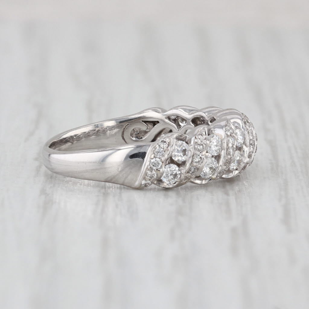 0.72ctw Diamond Anniversary Wedding Band 14k White Gold Size 6.25 Stackable