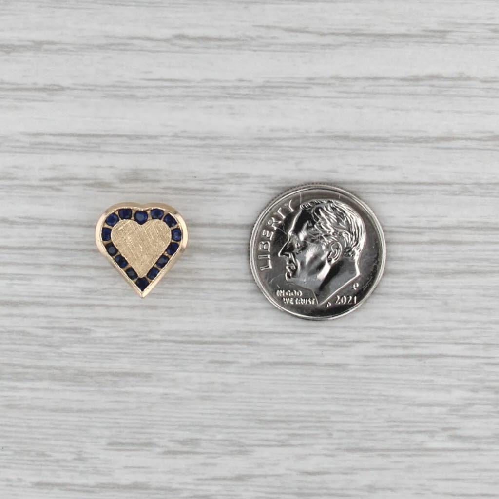 Richard Glatter 0.32ctw Blue Sapphire Heart Slide Bracelet Charm 14k Yellow Gold