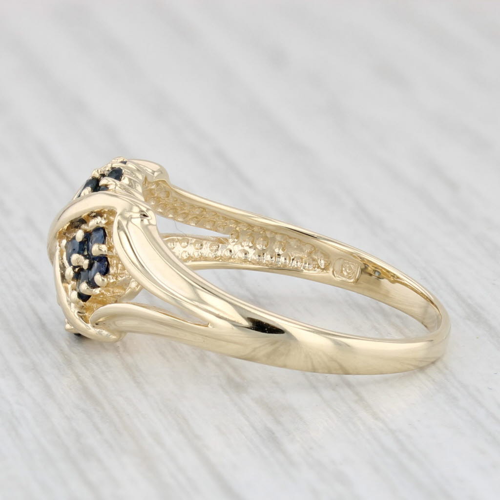 Light Gray 0.70ctw Blue Sapphire Flower Cluster Ring 14k Yellow Gold Size 8.25