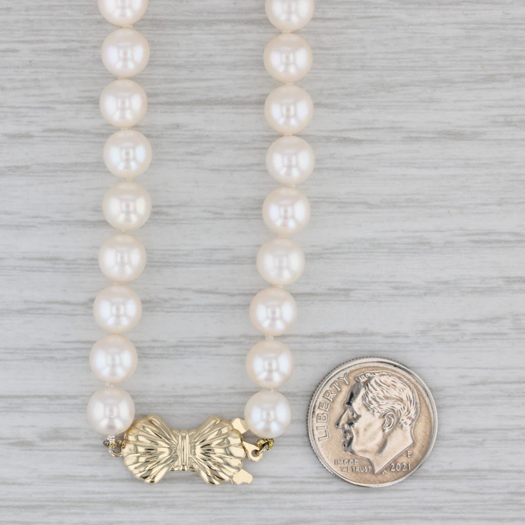 Gray Blue Lagoon Cultured Pearl Strand Bead Necklace 14k Yellow Gold 18" Box