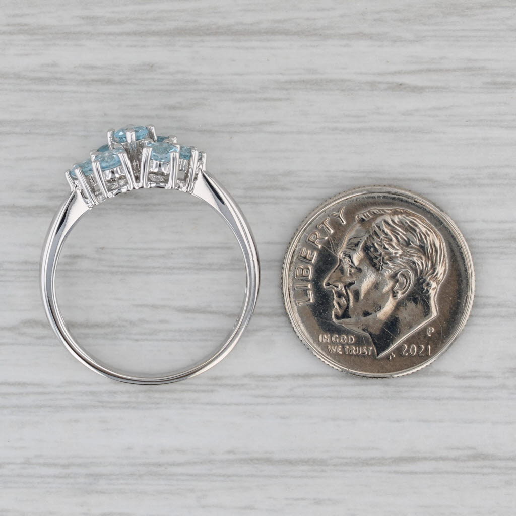 Gray 0.96ctw Blue Topaz Cluster Ring 10k White Gold Size 7.25