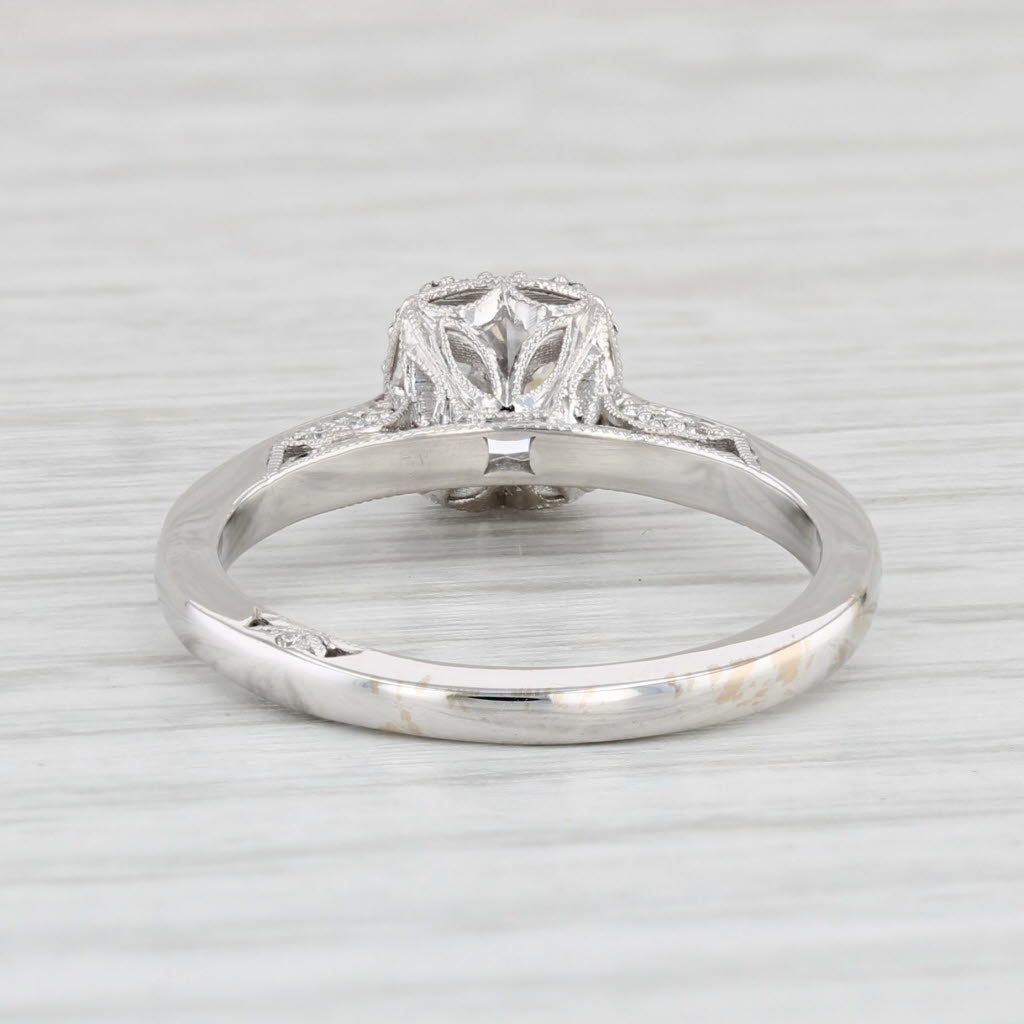 Light Gray New Tacori Semi Mount Halo Engagement Ring 18k White Gold Diamond Certificate