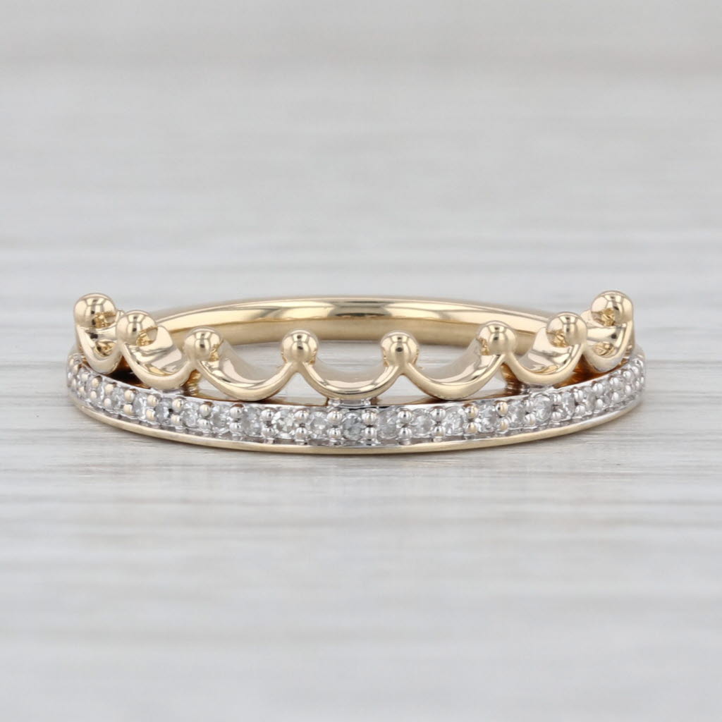 Disney Majestic Princess Tiara Ring 0.10ctw Diamond 10k Yellow Gold Sz 7 Bridal
