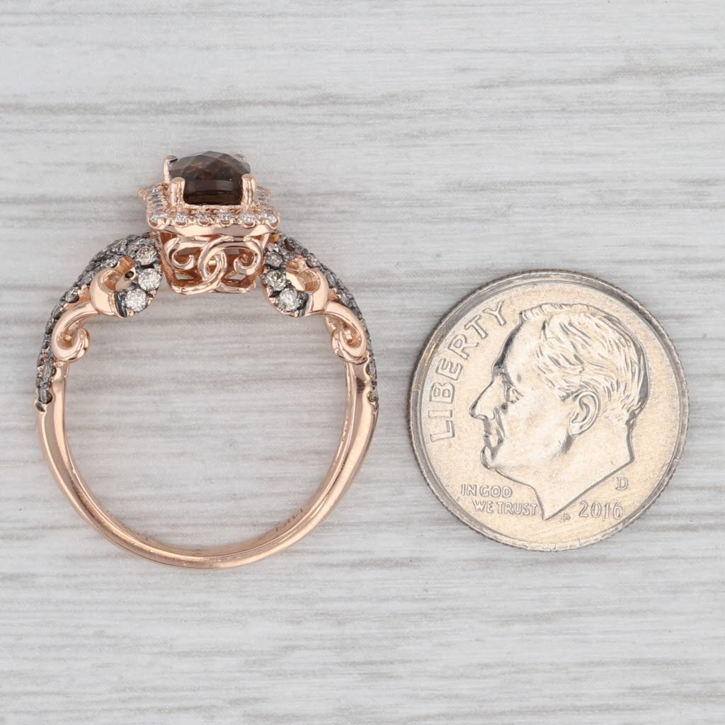 Light Gray Le Vian Smoky Quartz Diamond Halo Ring 14k Rose Gold Size 7