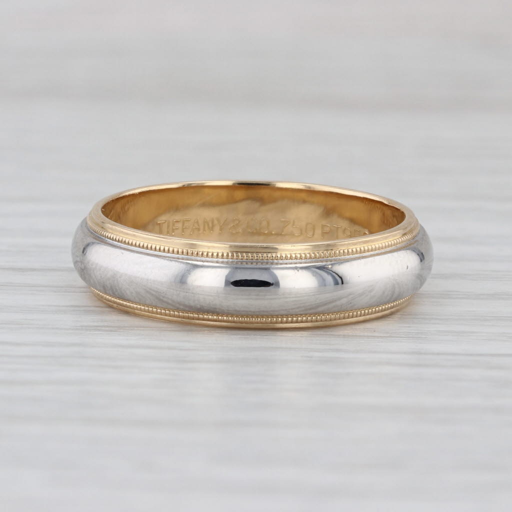 Tiffany & Co Together Men's Wedding Band Platinum 18k Gold Size 11.5 6mm Ring