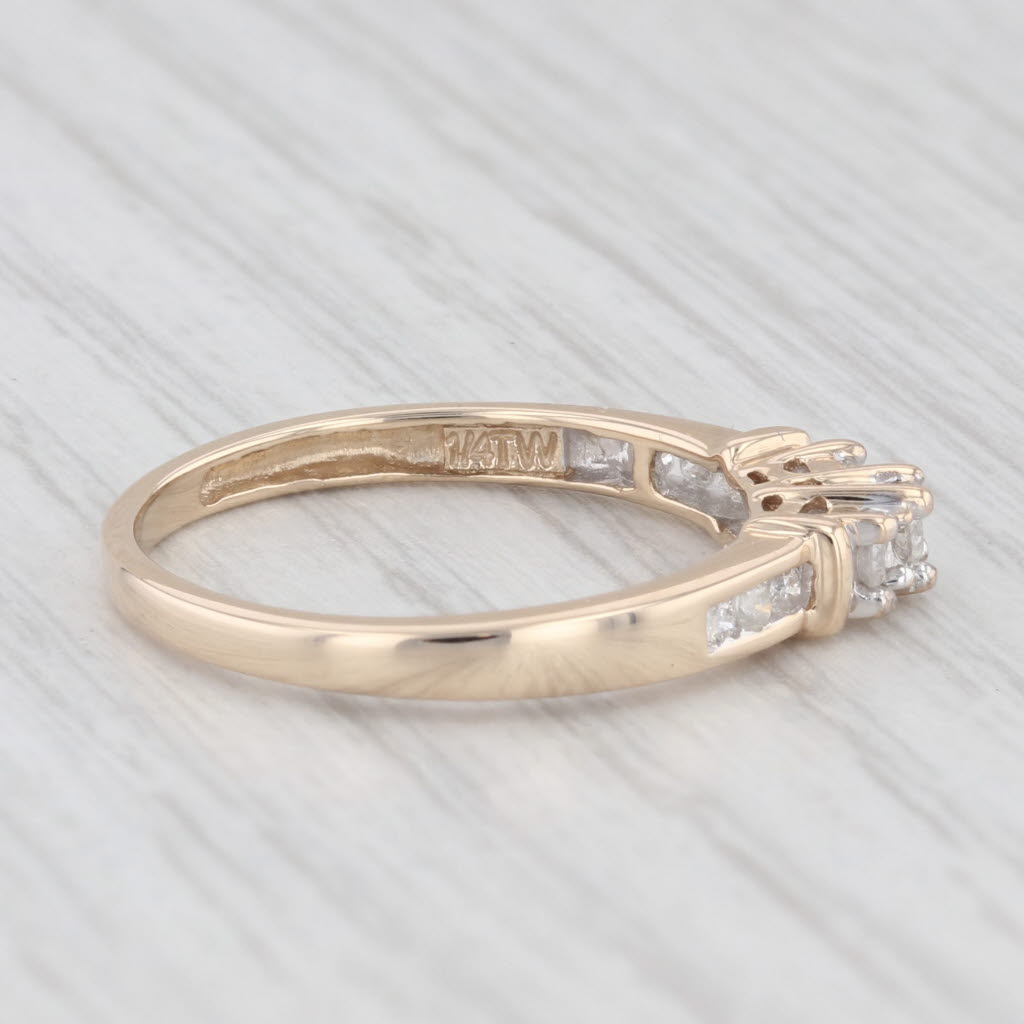 Light Gray 0.20ctw Diamond 3-Stone Engagement Ring 10k Yellow Gold Size 7.25 Stackable