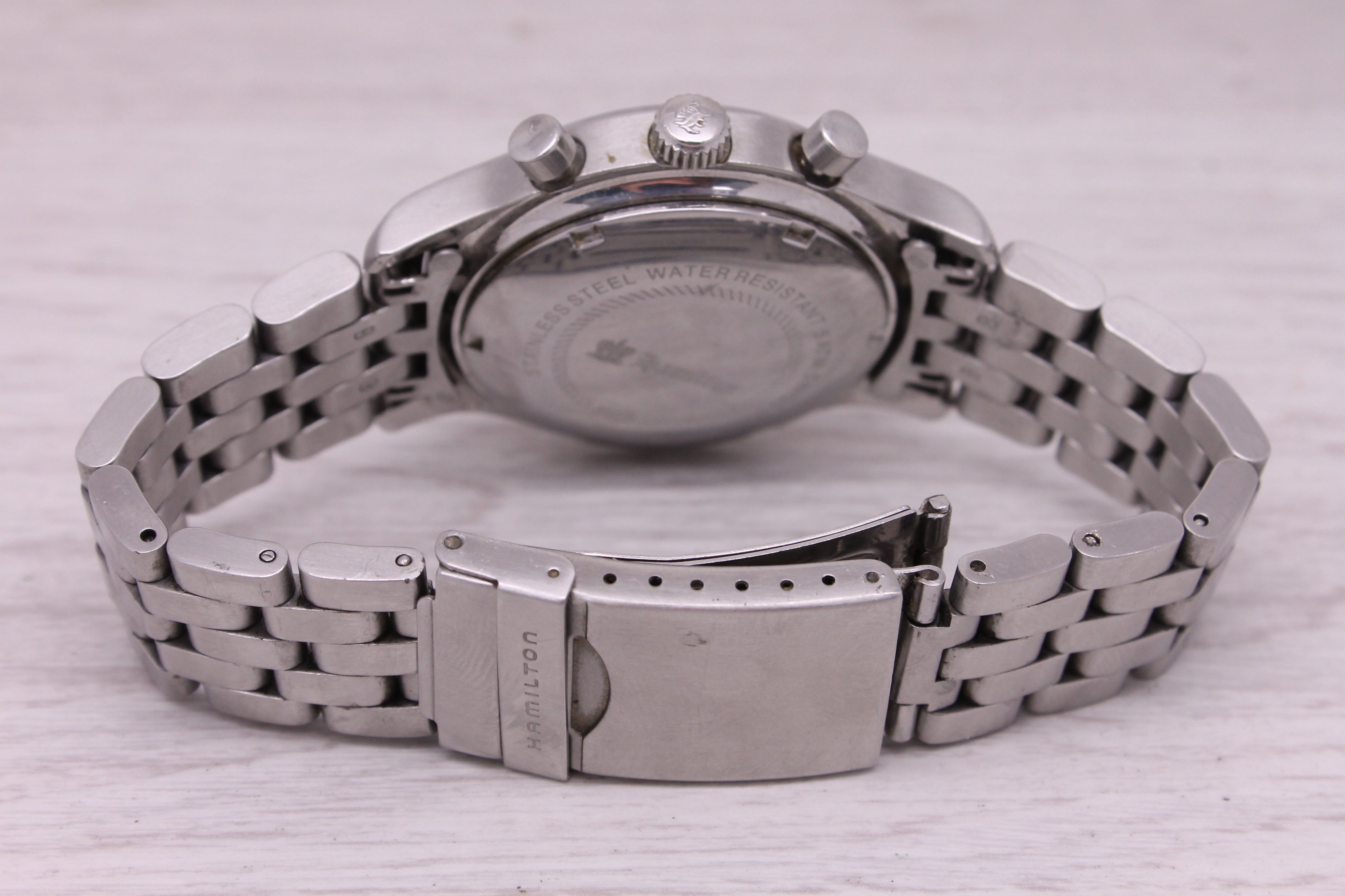Gray Hamilton 40mm Stainless Steel Mens Automatic Chronograph Watch w/ Bracelet 3828